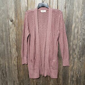 Pinque M Cardigan Sweater Duster Pink Mauve Boho Cozy Cottage Coquette Fairy